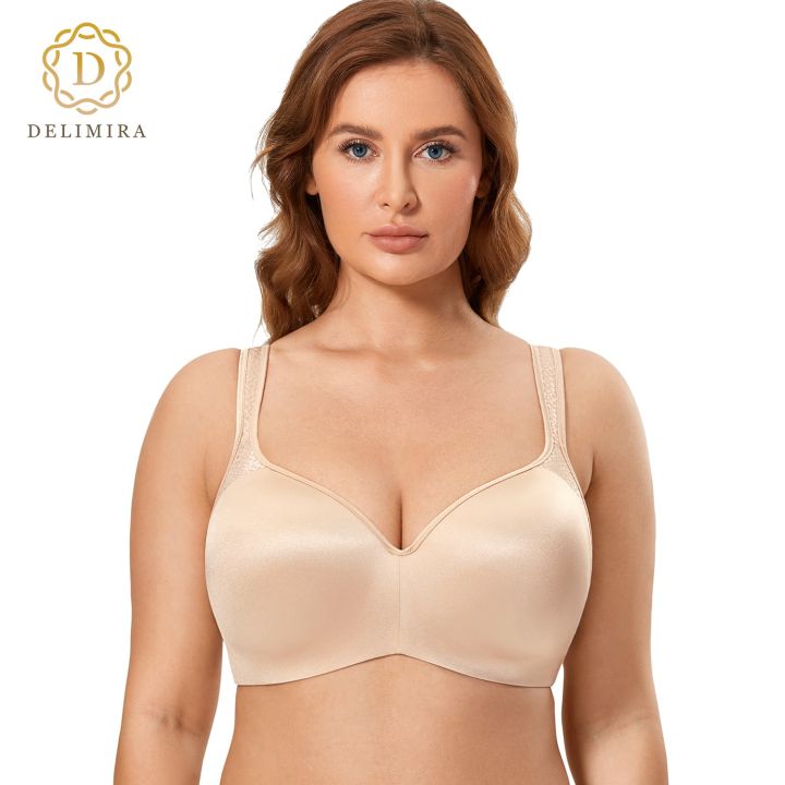 Delimira Women's Jacquard Balconette Bra Plus Size Seamless Smooth