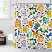 Kawaii Cartoon Pokemon Pikachu  Shower Curtains Waterproof Polyester Bath Curtain Partition Curtain Home Bathroom Accessories