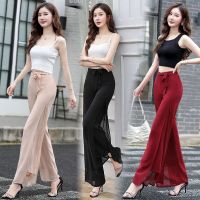 กางเกง Culottes กางเกงผู้หญิงขนาดพิเศษ5XL 2022ใหม่ผ้าชีฟองขากว้างกระโปรงกางเกงแฟชั่น ROK Belah เอวสูง