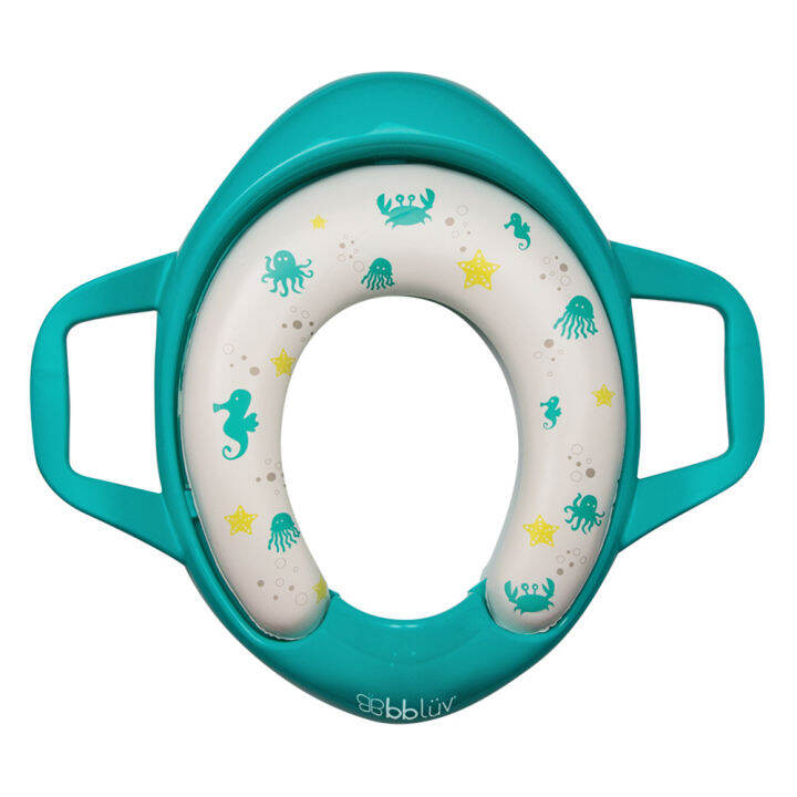 bbluv-poti-baby-toilet-seat-with-handles-aqua-ฝารองนั่งชักโครกเด็ก-ที่เสริมชักโครกเด็กมีหูจับเเบบนิ่ม