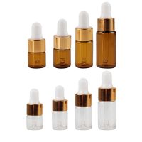 HOT JKCXLLAQESS 531[HOT SHEJIQWQESS 531] 5/10Pcs 1Ml 2Ml 3Ml 5Ml Amber Glass Dropper Bottle Empty Refillable Clear Glass Vials With Gold Cap For Essential Oil