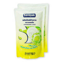 Savepak Dishwashing liquid 850 g x2 pack.เซพแพ็ค น้ำยาล้างจาน ขนาด 850 กรัม แพ็ค x 2 ถุง.