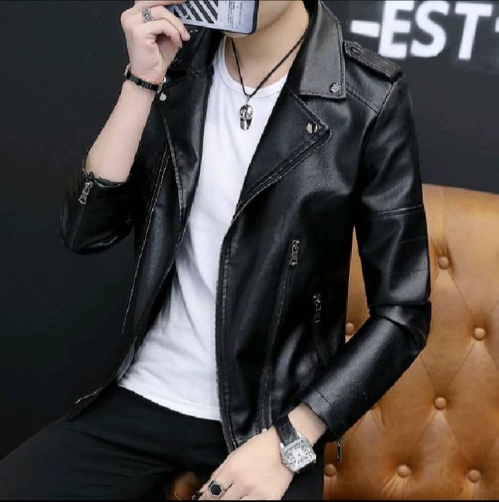 New Korean Fashion Trendy Leather Jacket For Men | Lazada PH
