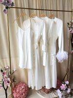 Bridal Gown White Pearl Or Feather Robes Nightdress Nightgown Womens Sleep Bachelorette Party Lounge Wedding Morning Kimono New