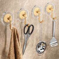 Adhesive Wall Hooks Acrylic Shower Hooks for Hanging Gold Self-Adhesive Hooks Towel Holder Bathroom Accessories 3Pc