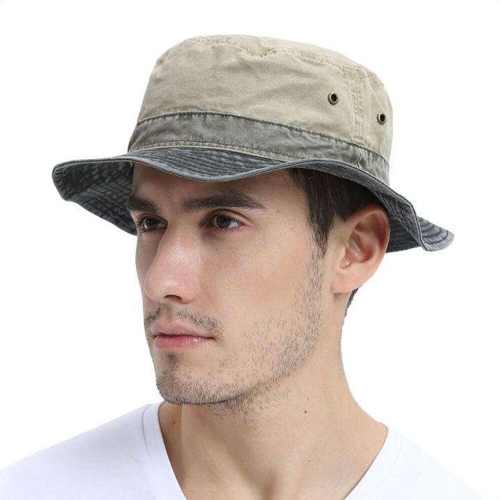 หมวกทรงถัง-voboom-ผ้าฝ้ายฟอกสีสำหรับผู้ชาย-หมวกปานามาตกปลากลางแจ้งฤดูร้อน-uv400หมวก-hunting-กันแดดหมวกปานามา