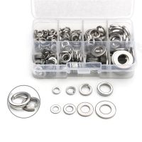 ZENHOSIT 200PCS M5/M6/M8/M10 304 Stainless Steel Flat Machine Washer Spring Washers Ring Kit Assortment with Box Nails Screws  Fasteners