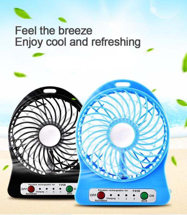 Portable Rechargeable USB Cooling Mini Fan LED Lamp for Indoor/Outdoor ...