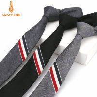 6cm Vintage Stripe Solid Ties for Men Skinny Cotton Necktie Corbatas Hombre Gravata Slim Marriage Groom Neck Tie Classic Bowknot