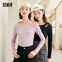 SEMIR Knitwear Women Autumn Thin Bottoming T Shirt 2021 New WomenS Long Sleeve T-Shirt Design Short Top