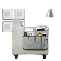 Linen Sofa Chair Recliner Armrest Organizer With 6 Pockets Remote Control Phones Holder Magazine Rack Sofa Armrest Storage Bag