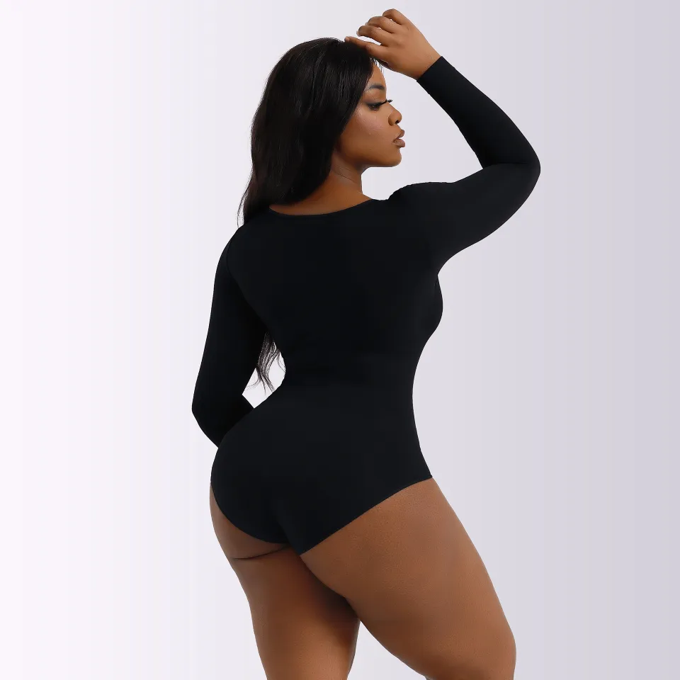 Women's Sexy Tight Shapewear Bodysuit Long Sleeve Abdominal