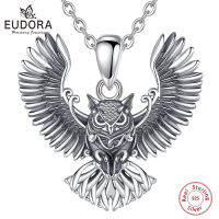 Eudora 925เงินสเตอร์ลิงเย็นนกฮูกสร้อยคอสำหรับผู้หญิงผู้ชายวินเทจฮิปฮอปนกฮูกพระเครื่องจี้บุคลิกภาพเครื่องประดับพรรคของขวัญ