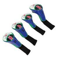 Fashion Golf Club Head Covers With No. Tag Case ,Long Neck 4Pcs  Headcover  3 5 UT Headcover ,Unisex Equipment