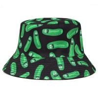 ✠►ﺴ Cucumber Cotton New Bucket Hat Fishing Cap Anime Cotton Print Fisherman Bob Hat Men Women