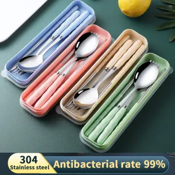 4 Sets Lunch Box Utensils Set Spoon Fork Set for Lunch Box Portable  Tableware Set with Case 