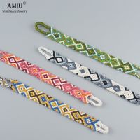 AMIU Handmade Bohemian Woven Friendship Bracelets Ethnic Macrame Cord Women Adjustable Braided Anklet Best Friend Bracelet Gift Charms and Charm Brace