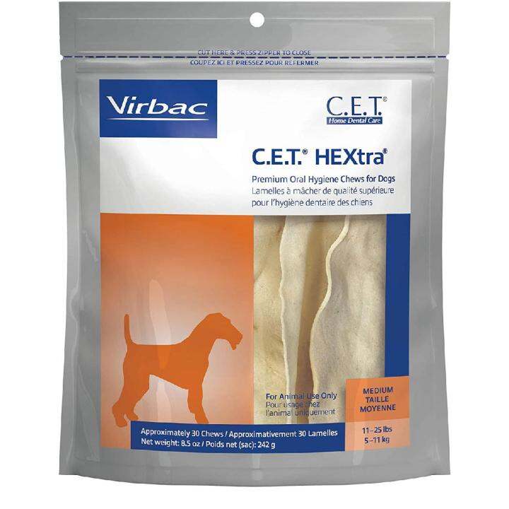Virbac C.E.T HEXtra Premium Oral Hygiene Chews For Dogs 511kg 30 Chews