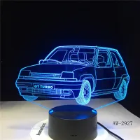 GT Turbo Touch USB โคมไฟในร่มรถรูปร่างไฟกลางคืนขนาดเล็กความแปลกใหม่ Led 3D Visual Night Light 7สีโคมไฟตั้งโต๊ะ AW-2927