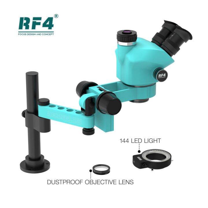 RF4 Triphoto Microscope 750x Continuous Zoom HD Wideangle Eyepiece