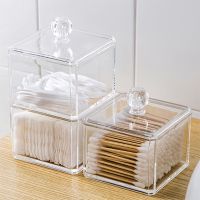 Acrylic Cotton Swabs Storage Holder Box Portable Transparent Makeup Cotton Pad Cosmetic Container Jewelry Organizer Case