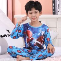 Boys Pajamas Spiderman Childrens Clothing Sets Super Hero Cartoon Long Sleeve Set Baby Milk Silk Cartoon Spring Autumn Pyjamas