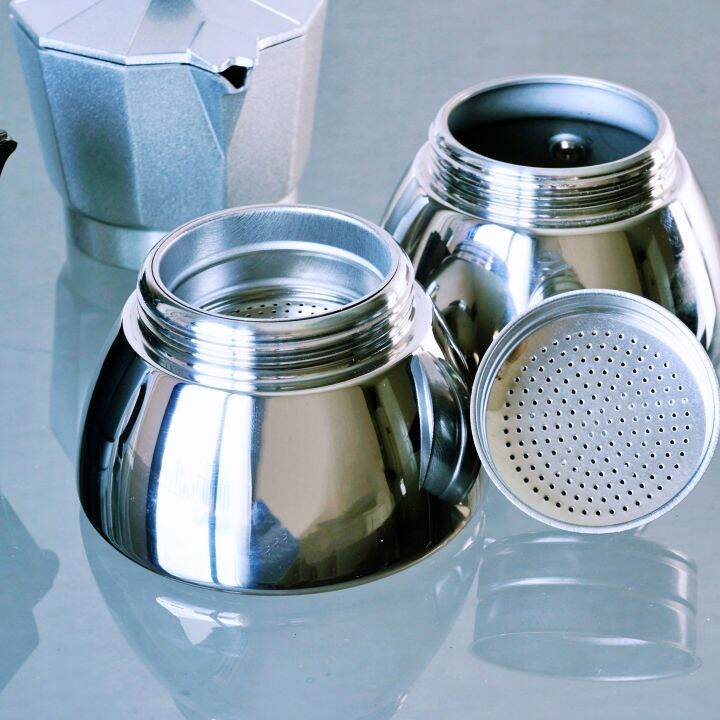 4cup-6cup-เครื่องชงกาแฟ-กาต้มกาแฟ-มอคค่าพอท-ฐานสแตนเลส-stainless-moka-pot-ใช้ได้กับเตาแก๊ส-เตาไฟฟ้า-และเตาแม่เหล็กไฟฟ้า-สีดำ