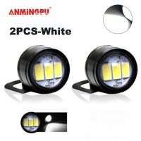 ANMINGPU ไฟสำรองแบบตาเหยี่ยว3SMD 5730,ไฟ DRL ไฟวิ่งตอนกลางวันไฟสัญญาณไฟตัดหมอกสำหรับมอเตอร์ไซค์สีขาว12V จำนวน2ชิ้น