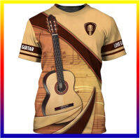 Guitar Instrument Print เสื้อยืดคอกลมผู้ชายฤดูร้อน XS-5XL