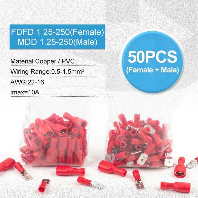 cc-50pcs-25set-male-female-spade-insulated-crimp-wire-terminal-fdfd-mdd-6-3mm-electrical-wiring