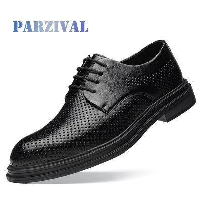 PARZIVAL หนังแท้สีดำรองเท้าทำงานสำหรับผู้ชายผูกเชือกรองเท้าหนังนิ่มกลางแจ้งรองเท้าสุภาพลำลองผู้ชาย