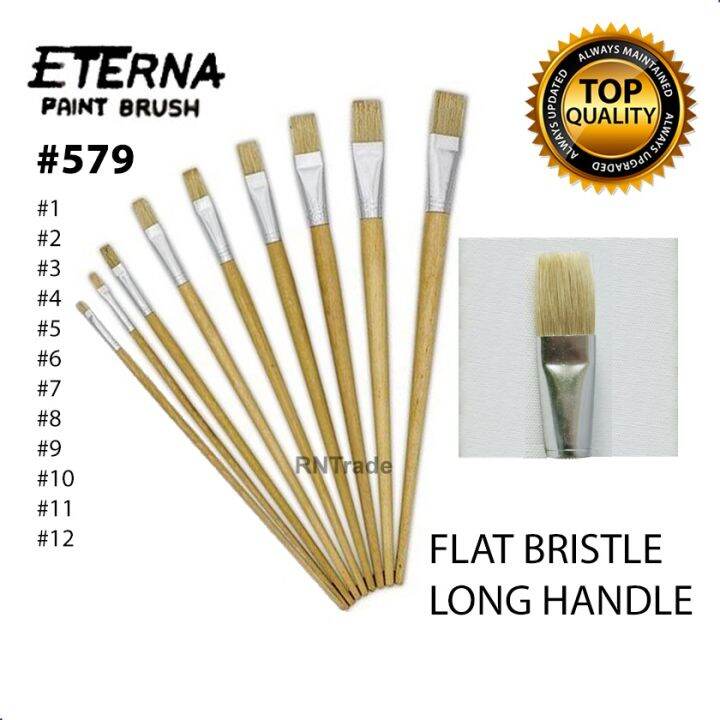 Eterna Brush Flat Bristle Long Handle Pure Bristle Artist Brush 579 No