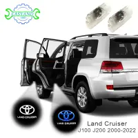 2ชิ้นโคมไฟ LED ติดประตูรถยนต์ไฟสำหรับโตโยต้า Land Cruiser 2000-2024เครื่องฉายเลเซอร์รูปโลโก้ของแท้อะไหล่ภายในรถที่ติดตั้ง