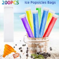 200 Pcs Disposable Ice Popsicle Mold Bags BPA Free Zip Seals Pop Pouches with A Funnel for Yogurt Ice Cream Candy Party Favors Ice Maker Ice Cream Mou