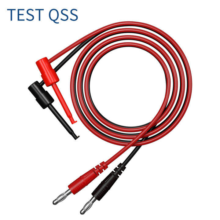 QSS 2PCS Red Black Multimeter Test Lead 4MM Banana Plug to Test Hook