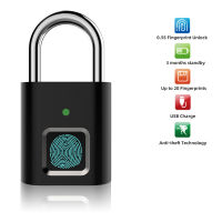 Biometric Lock Fingerprint Metal Keyless Thumbprint Padlock USB Charging For Luggage Cabinet Drawer Indoor School