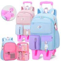 Waterproof Kids School Backpack With 6 Wheels Removable Children School Bags For Girls Kids Trolley Schoolbag Luggage Book Bags