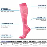 、’】【= Compression Stockings 20-30Mmhg Anti Fatigue Running Crossfit Socks Football Anti-Swelling Stretch Outdoor Sports Pressure Sock