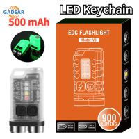 Gadear V3 LED Keychain Portable Flashlight XPG Work Light Type-C Rechargeable Mini Torch with Magnet UV Camping Pocket Lantern