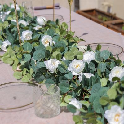 hot【cw】 PARTY JOY Artificial Flowers Garland Fake Eucalyptus Vine Hanging for Wedding Garden
