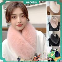 OKDEALS สำหรับผู้หญิง ปลอกคอติดผม อบอุ่นและอบอุ่น ผ้าพันคอขนสัตว์สำหรับผู้หญิง ผ้าพันคอขนสัตว์เทียม ผ้าคลุมไหล่สีทึบ ผ้ากันเปื้อนขนสัตว์เทียม