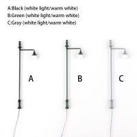 1:87โคมไฟถนนแบบหัวเดียวทำรถไฟรถไฟโคมไฟเพดานหลอดไฟ LED โคมไฟงานฝีมือเครื่องตกแต่งภายนอกไฟสนามขนาดเล็ก