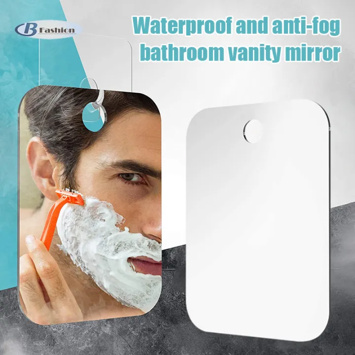 BF Shower Mirror Fogless with Razor Hook Large 7x5 Inch Bathroom