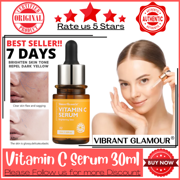 VIBRANT GLAMOUR Natural Vitamin C Facial Serum Whitening Brightening ...