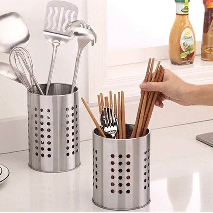 Stainless Steel Kitchen Utensil Holder Spoon and Fork Drainer Organizer ...