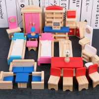 Miniature Furniture Dolls House Wooden dollhouse Furniture sets Pretend Toys Educational Play House Toys Children Girls Gifts