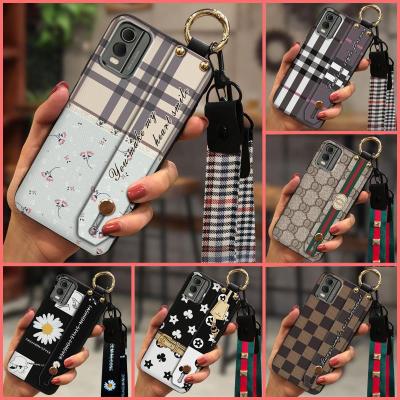 Phone Holder Fashion Design Phone Case For Nokia C32 Waterproof Wrist Strap protective Durable Silicone Lanyard Luxury