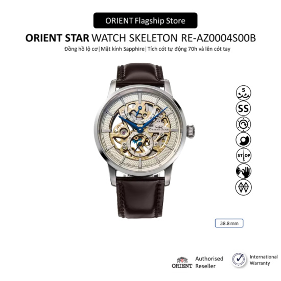 Đồng hồ cơ nam orient star watch skeleton re-az0004s00b mặt lộ cơ - ảnh sản phẩm 1