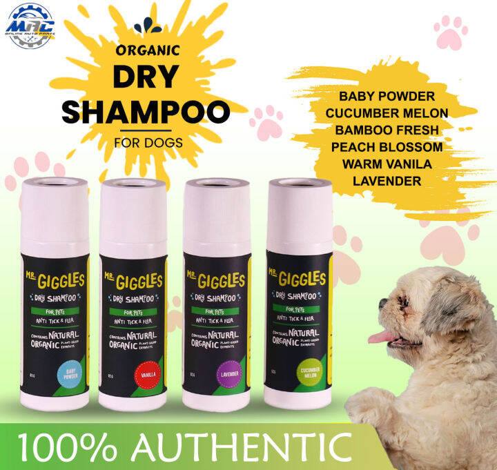 Mr. Giggles Dog Dry Shampoo Powder Anti Tick and Flea 65g 100