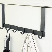 【YF】 Over The Door Hook Rack Space Aluminum 6 Hanger Hooks for Hanging ClothesTowel CoatPurse Behind Back of Bathroom Black